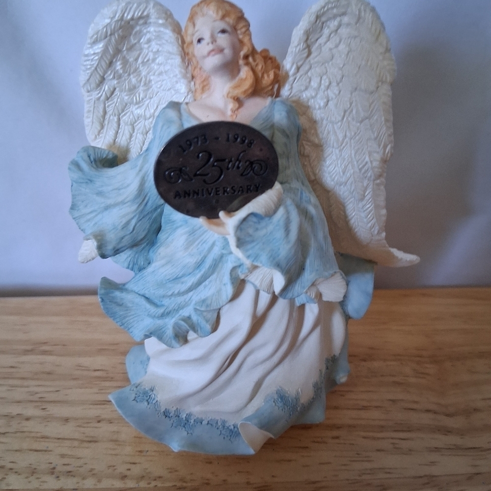 25th Anniversary Blue And White Angel Christmas Ornament